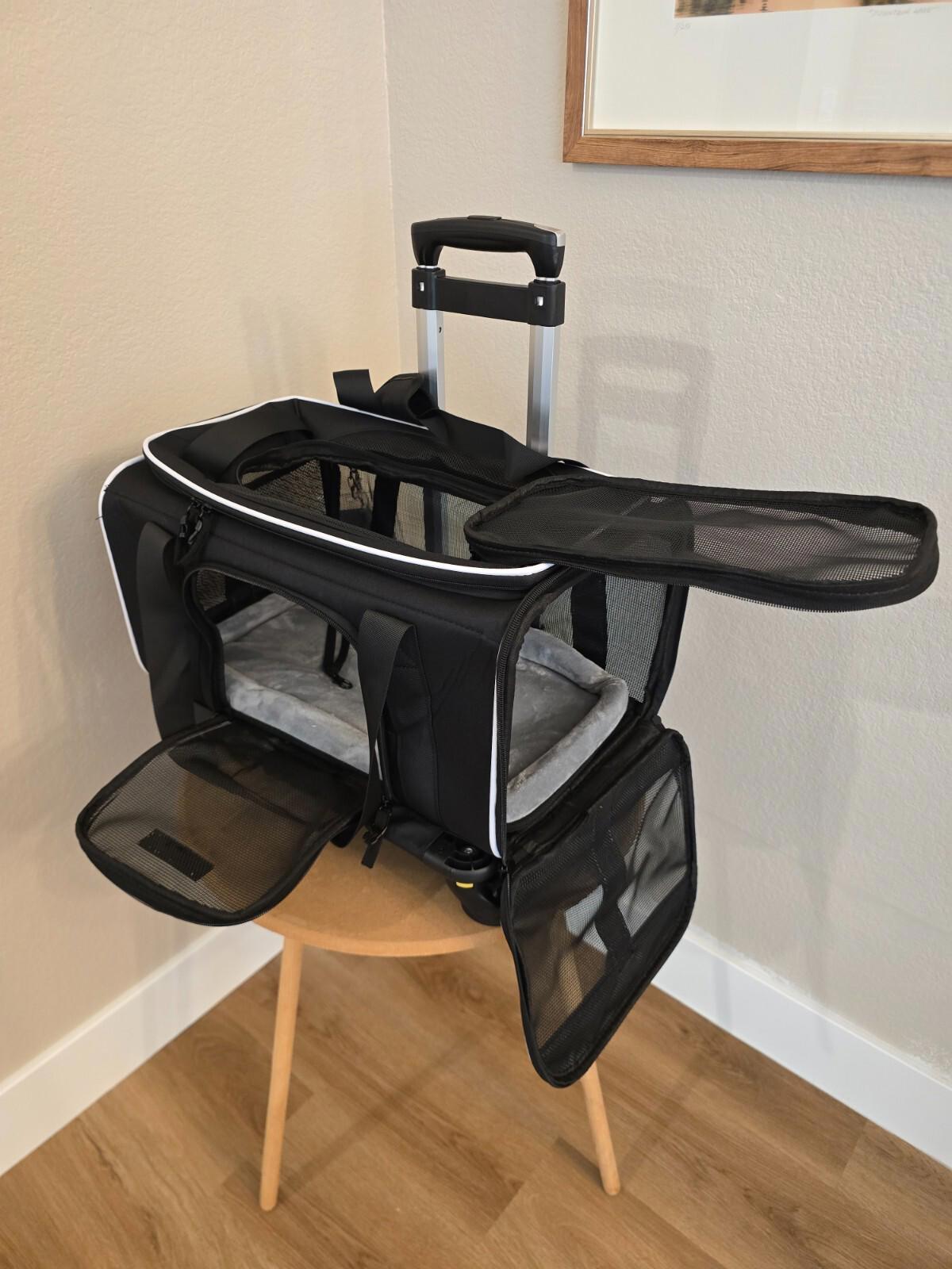 Petskd Airline Approved Top-Expandable Small Pet Carrier with Wheels