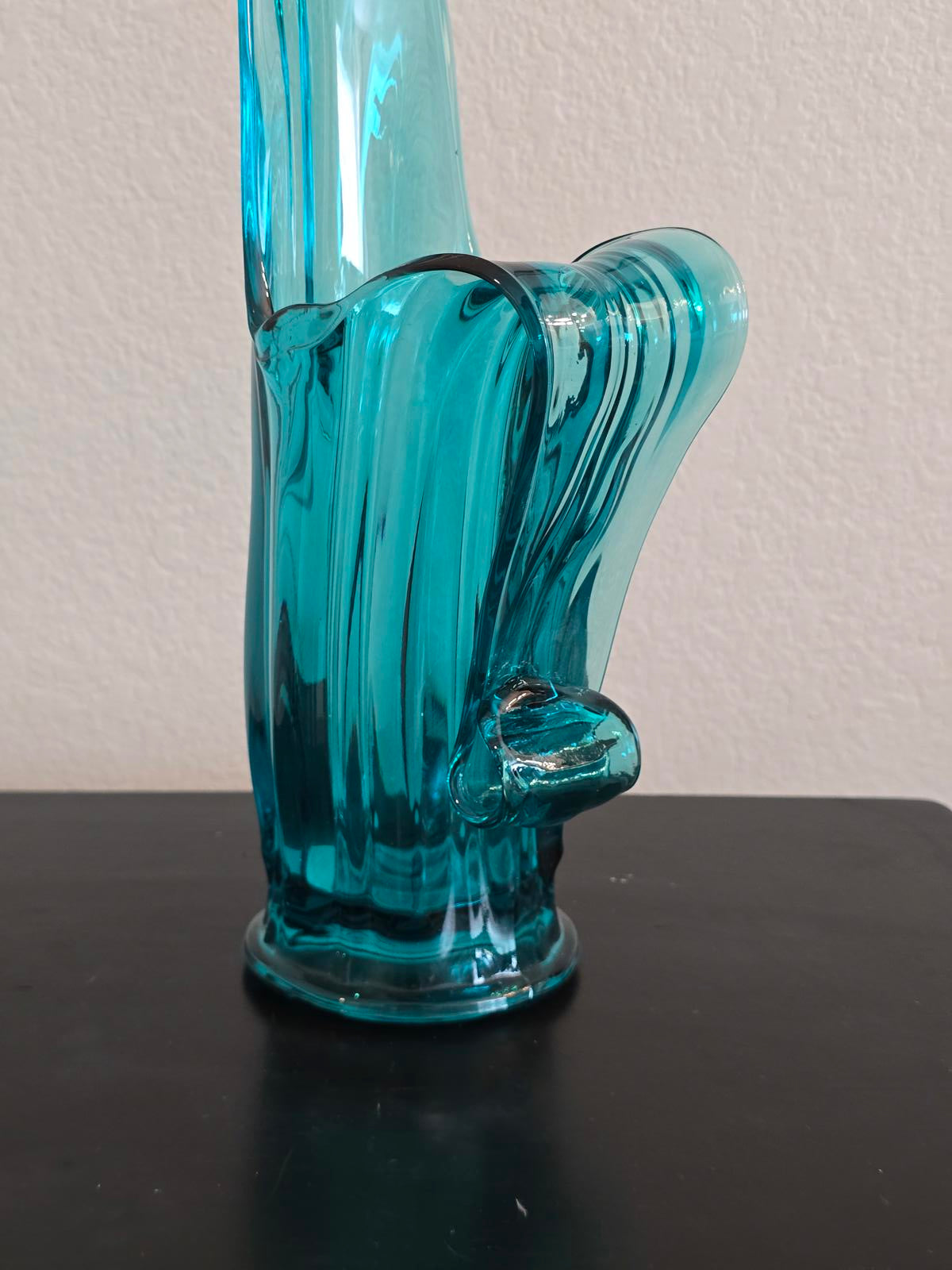 Vintage MCM L.E. Smith Peacock Blue Swung Pitcher/Vase