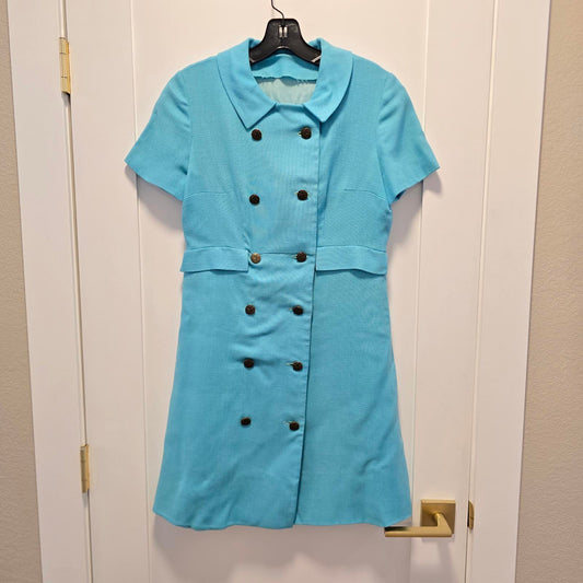 Vintage Hand-Sewn Women's Blue Dress