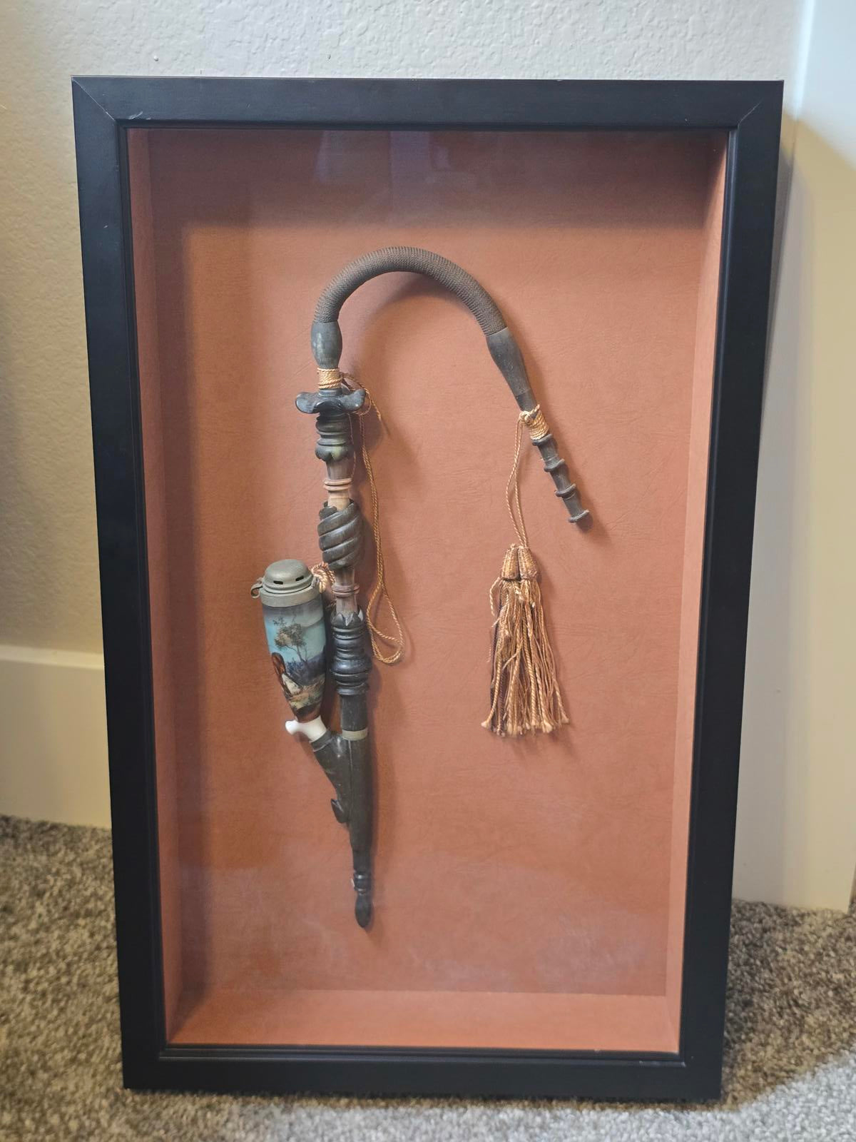 Framed Antique German or Bavarian Hunter's Pipe