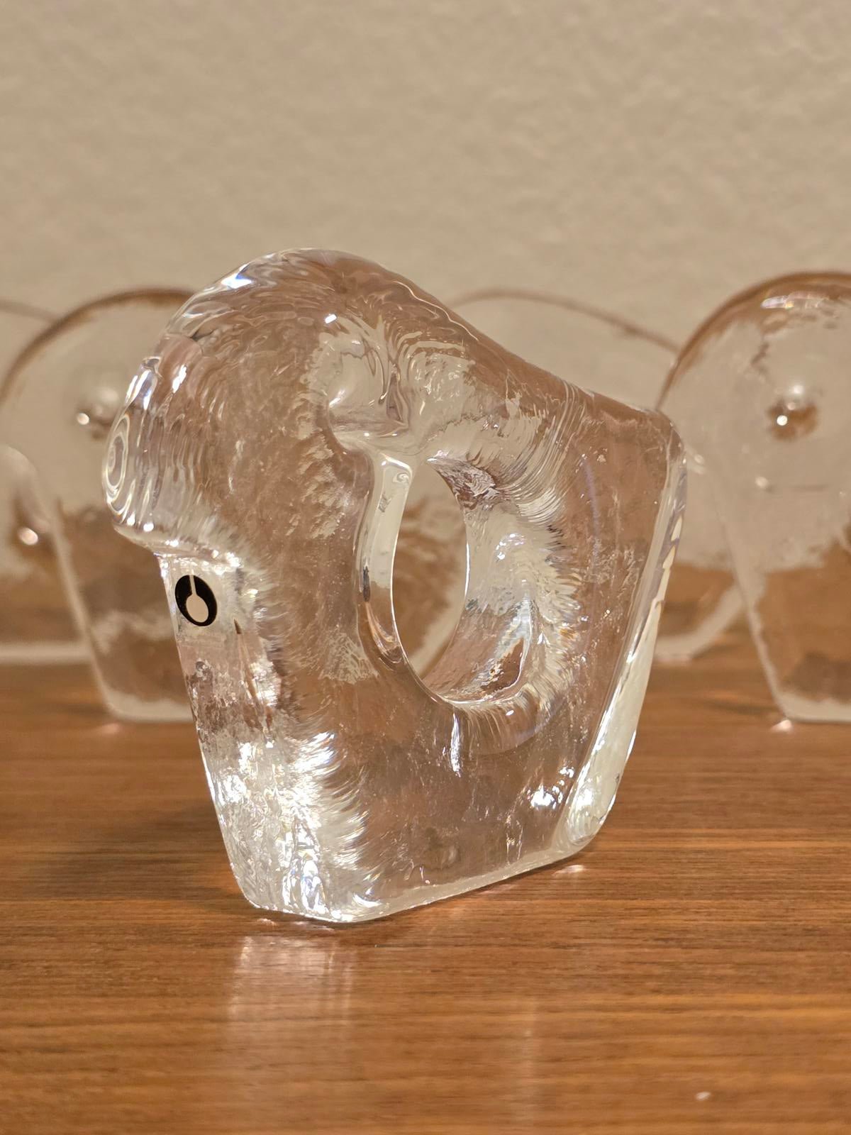 Vintage MCM Pukeberg Sweden Glass Napkin Ring/Egg Holders