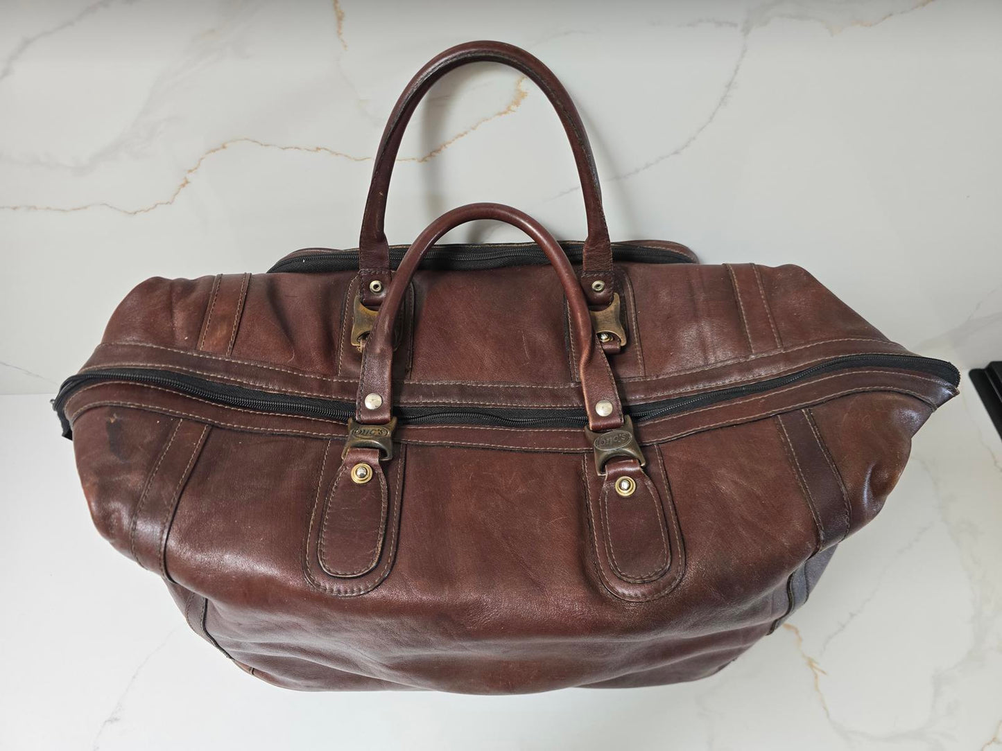 Vintage Bric's Leather Duffle Bag