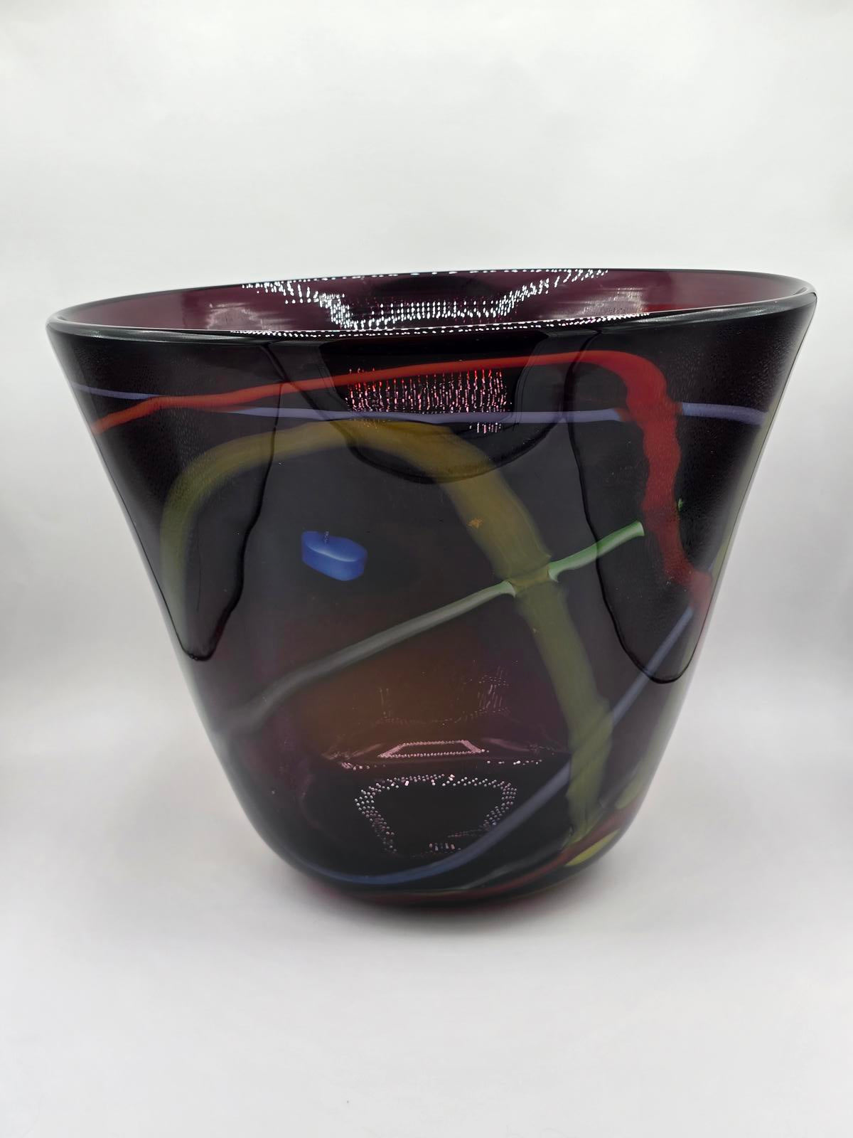 Stunning Murano Style Italian Sommerso Amethyst Art Glass Bowl