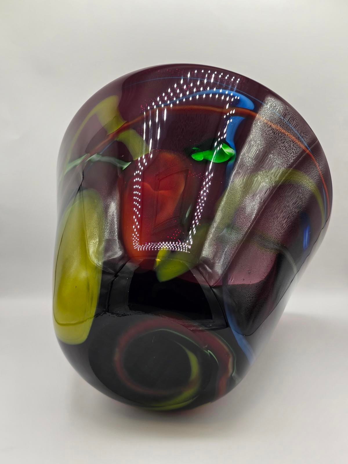Stunning Murano Style Italian Sommerso Amethyst Art Glass Bowl