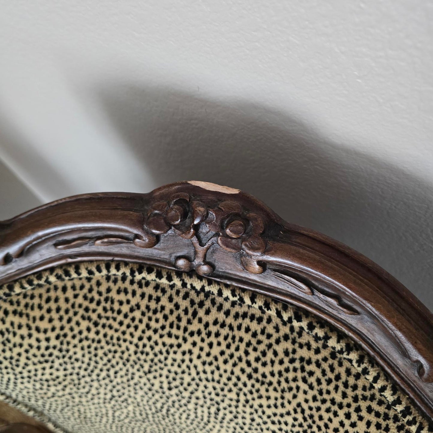 Antique French Louis XV Style Fauteuil Chair with Cheetah Print Upholstery
