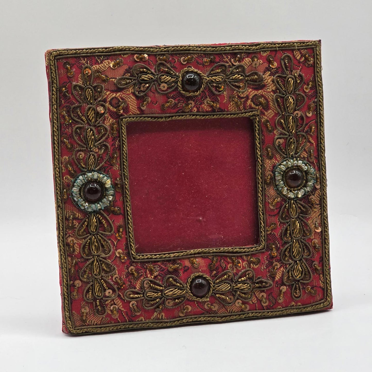 Floral Beaded and Appliqued Frame 3x3