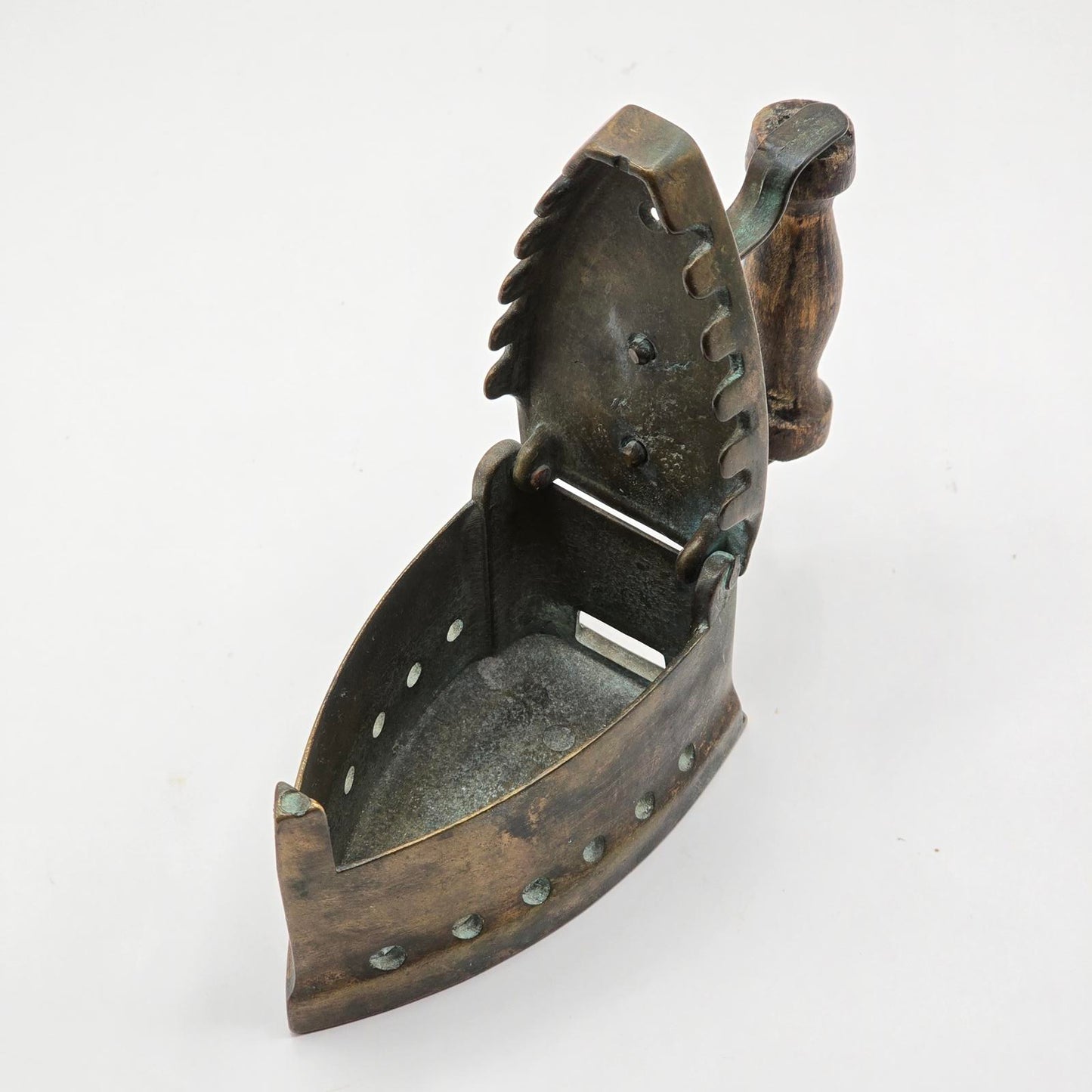 Antique Brass Sad Iron with Wood Handle