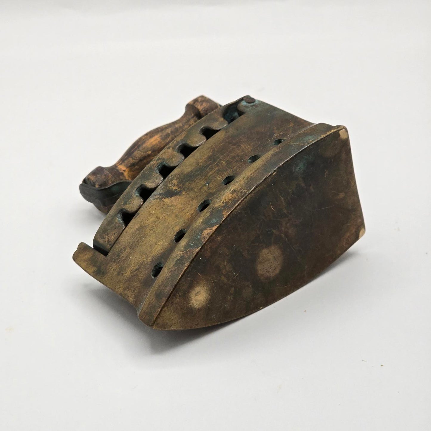 Antique Brass Sad Iron with Wood Handle