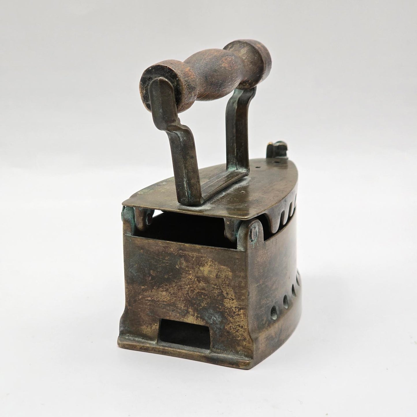 Antique Brass Sad Iron with Wood Handle