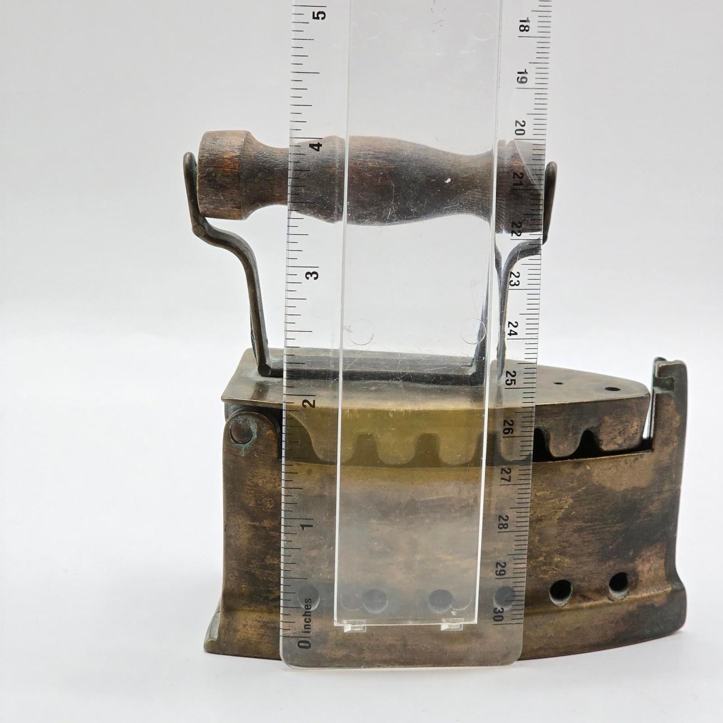 Antique Brass Sad Iron with Wood Handle