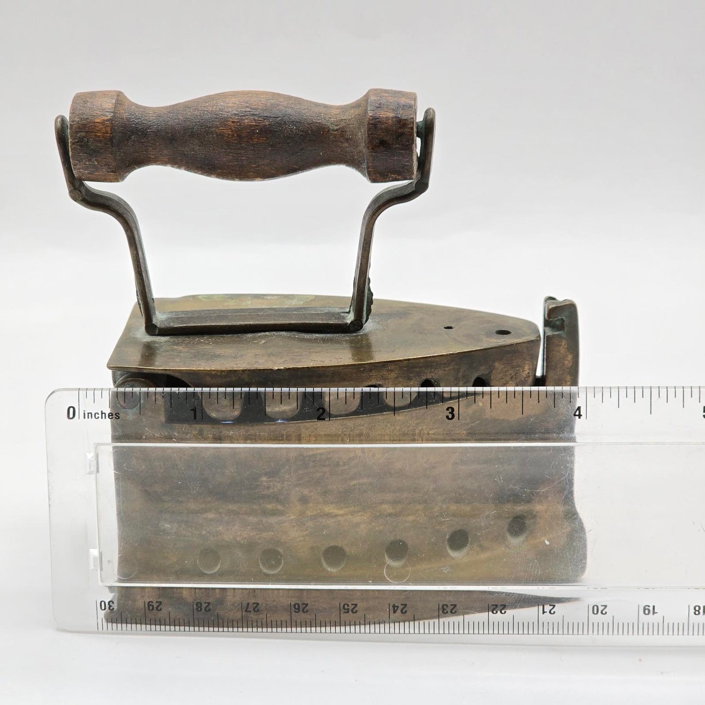 Antique Brass Sad Iron with Wood Handle