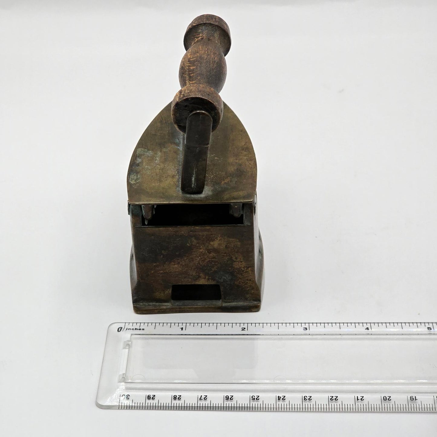 Antique Brass Sad Iron with Wood Handle