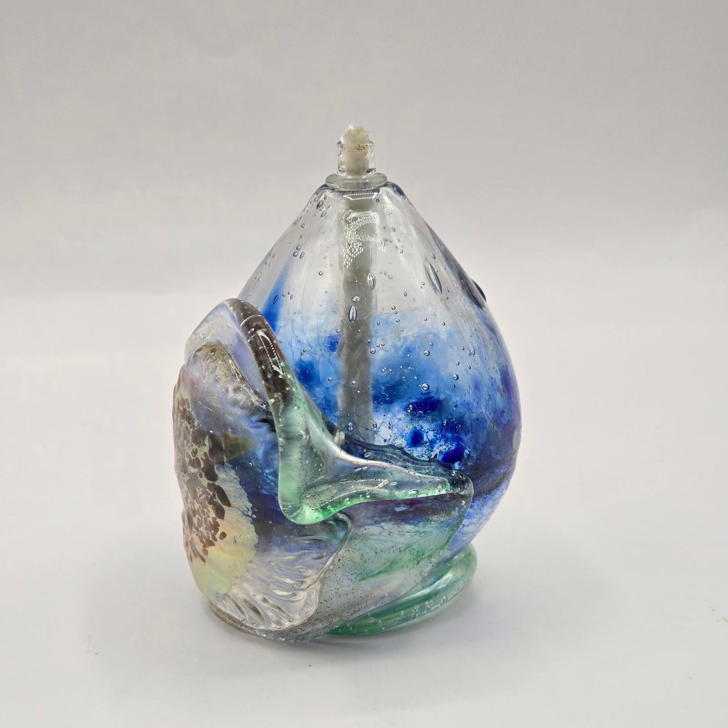 Hand-Blown Art Glass Oil Lamp