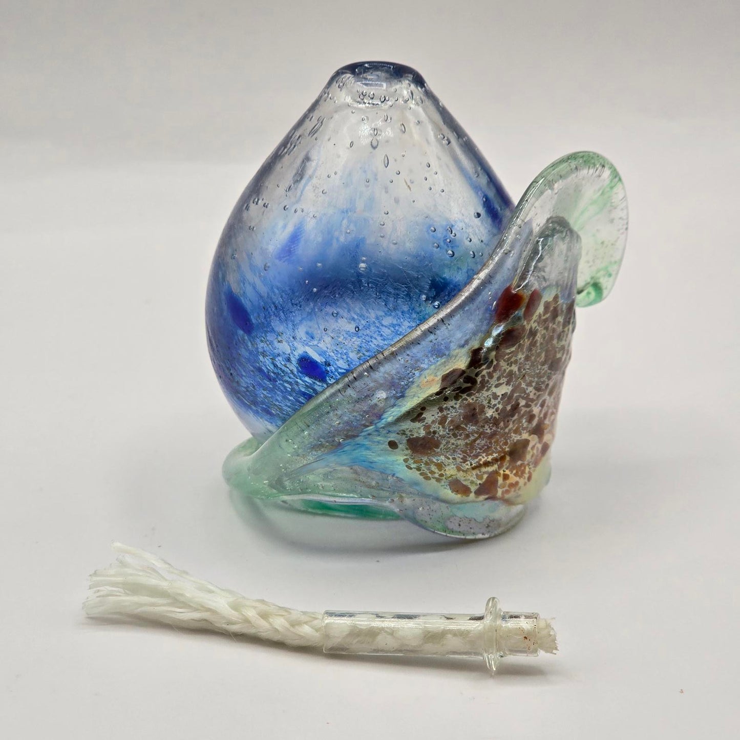 Hand-Blown Art Glass Oil Lamp