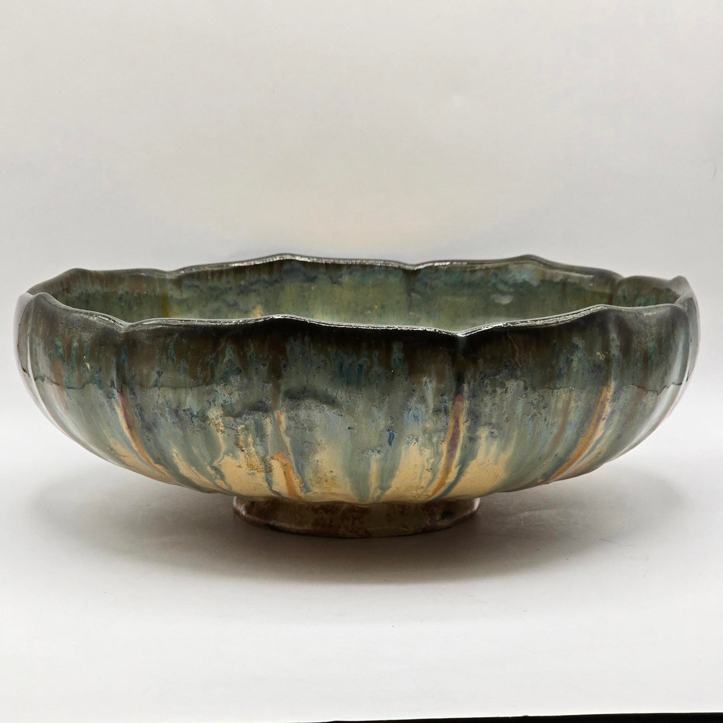 Vintage/Antique Fulper Footed Bowl with Fluted Sides