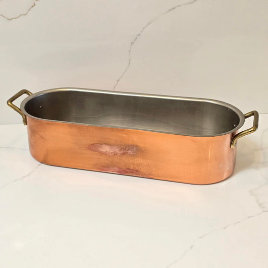 Copper Fish Poacher/Planter with Brass Handles