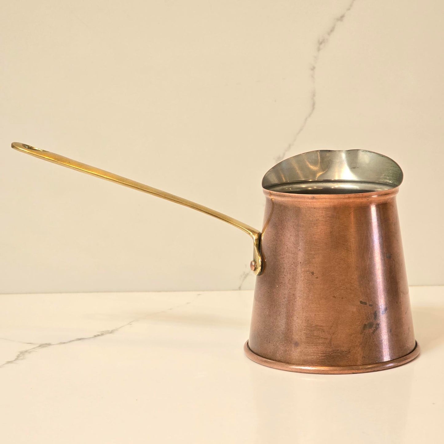 Vintage Copper Cider Measure/Ladle with Brass Accents and Handle
