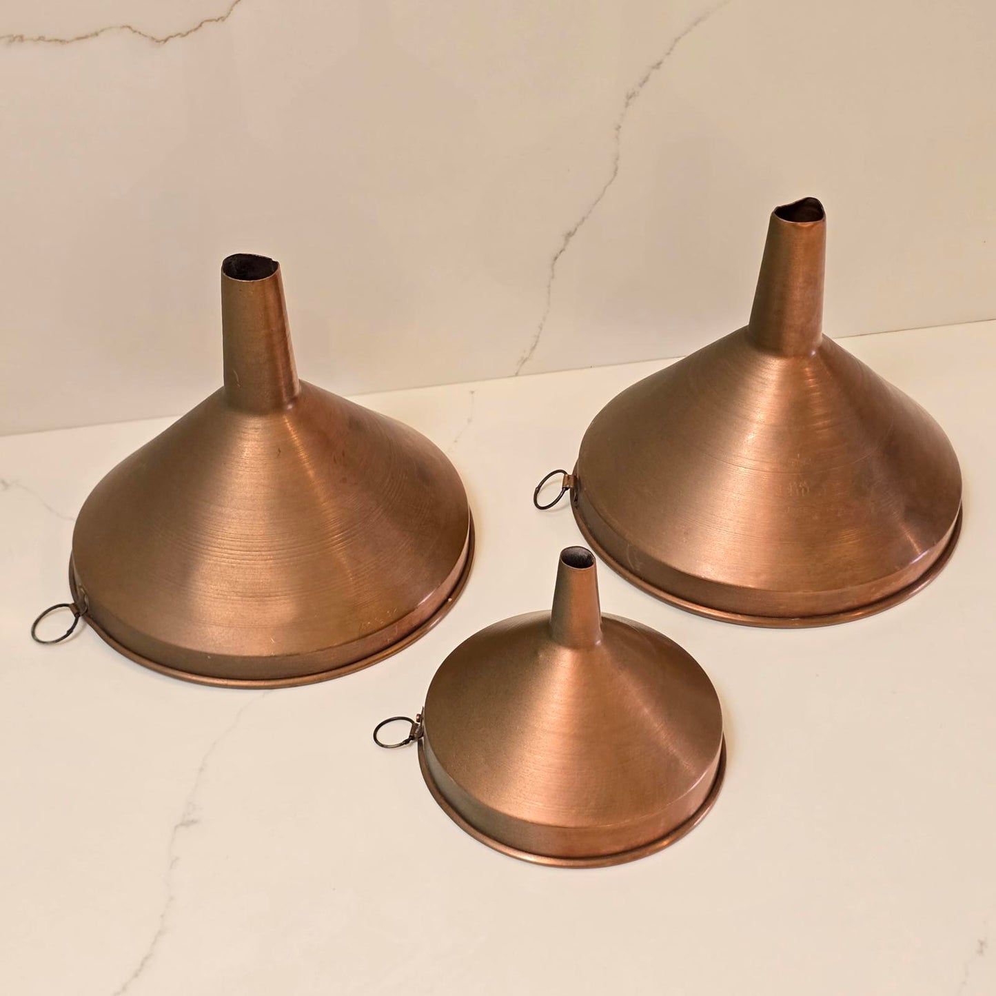 Vintage Set of English Copper Funnels