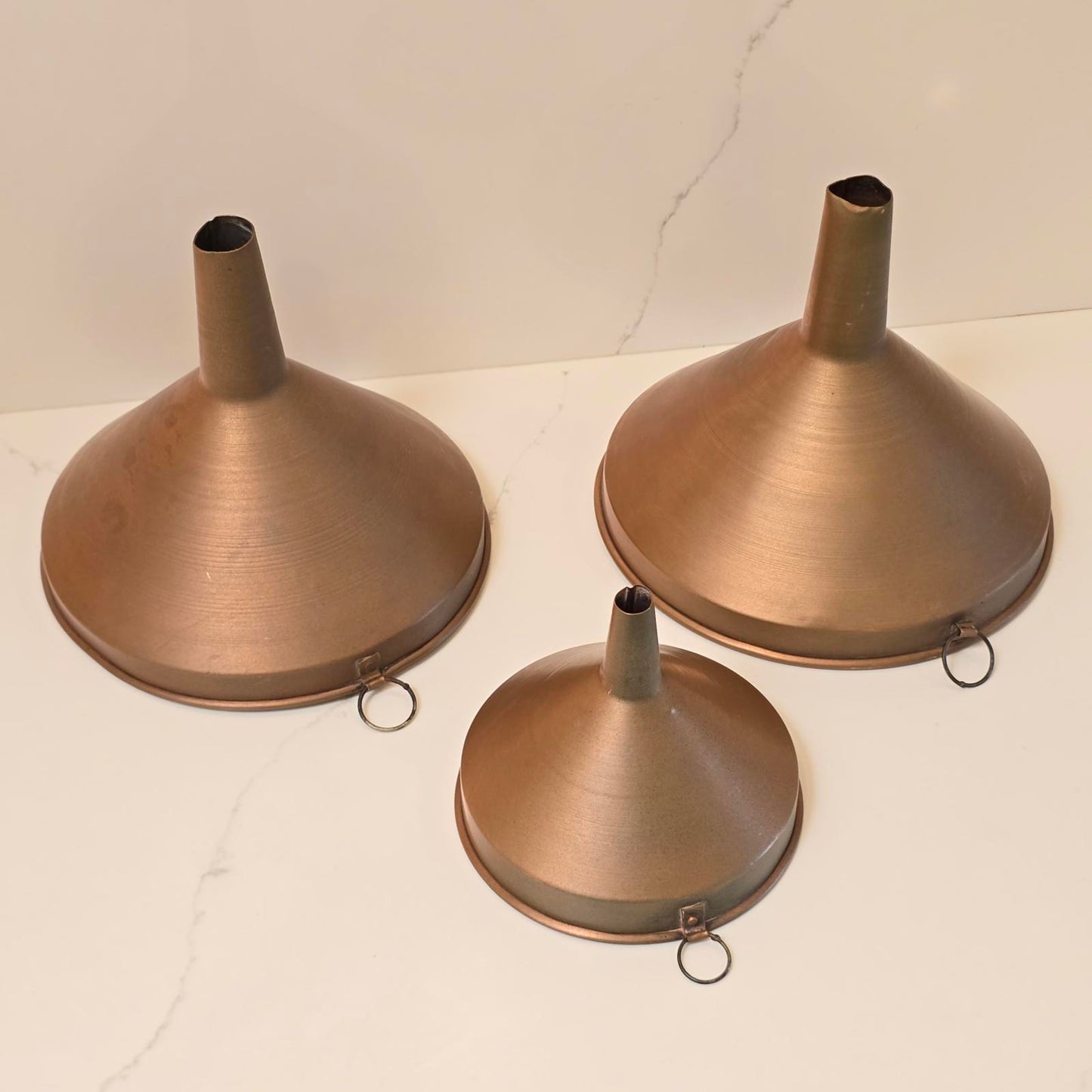 Vintage Set of English Copper Funnels
