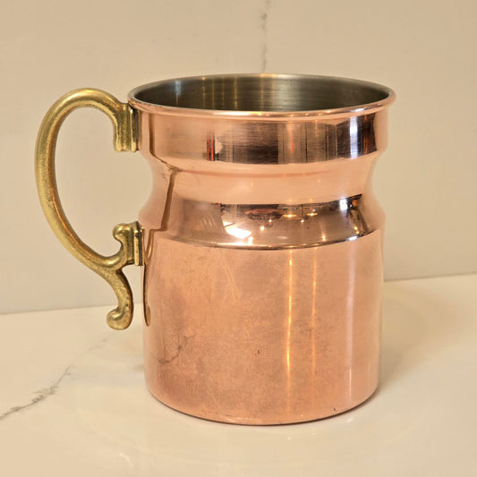 Vintage Copper Beer Stein/Small Pitcher with Brass Handle