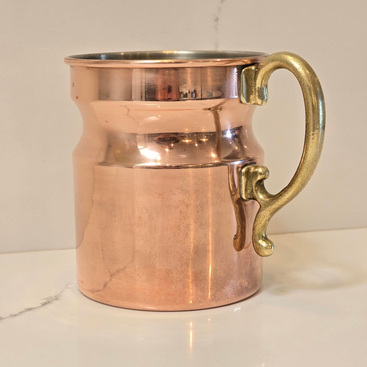 Vintage Copper Beer Stein/Small Pitcher with Brass Handle