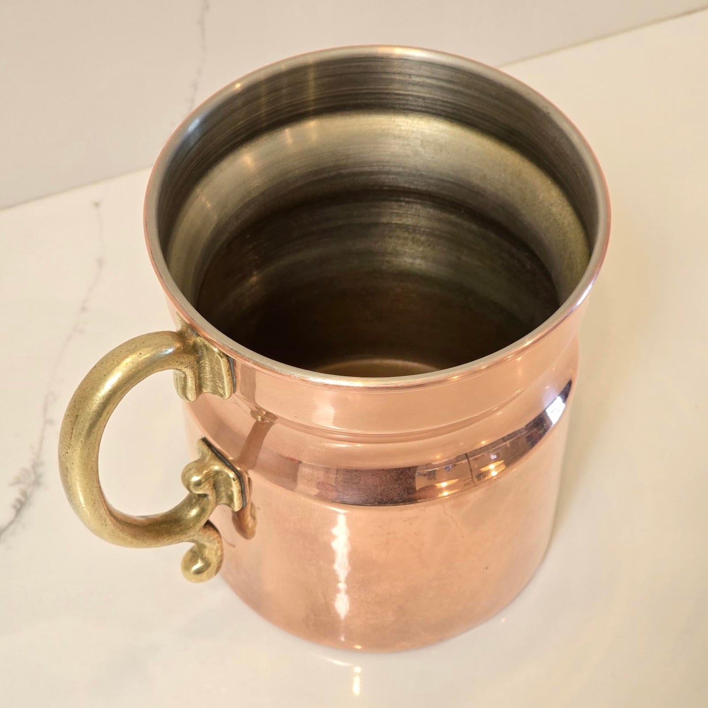 Vintage Copper Beer Stein/Small Pitcher with Brass Handle