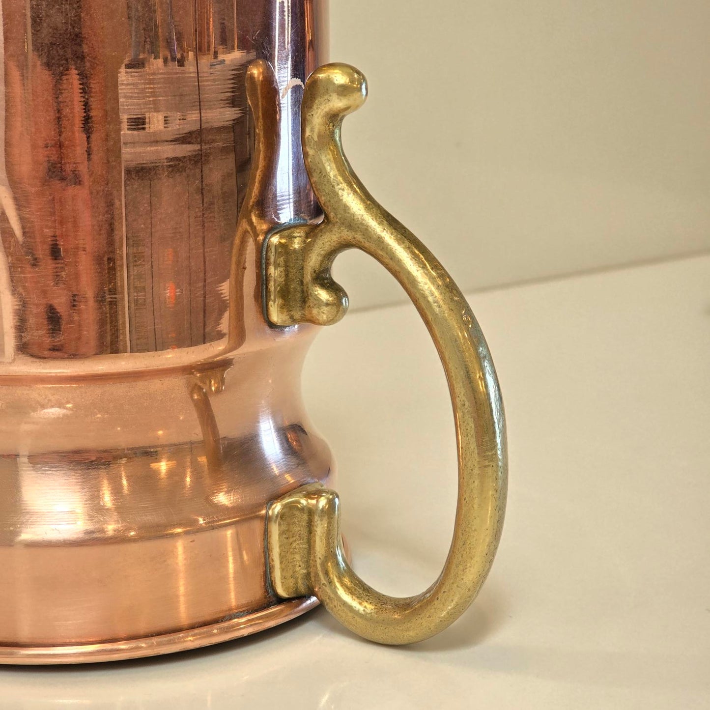 Vintage Copper Beer Stein/Small Pitcher with Brass Handle