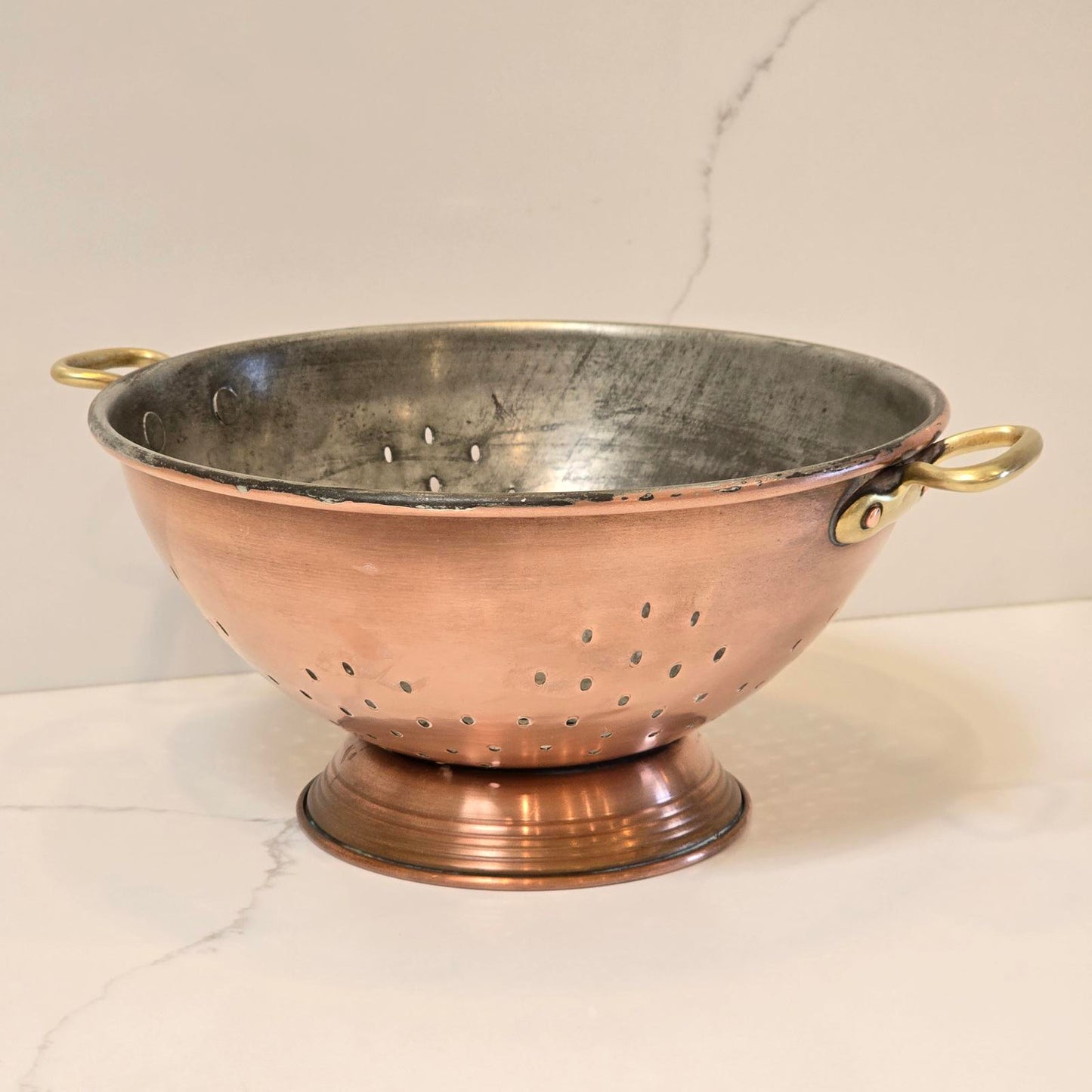 Vintage Bruno Waldow Copper Strainer with Pedestal Base