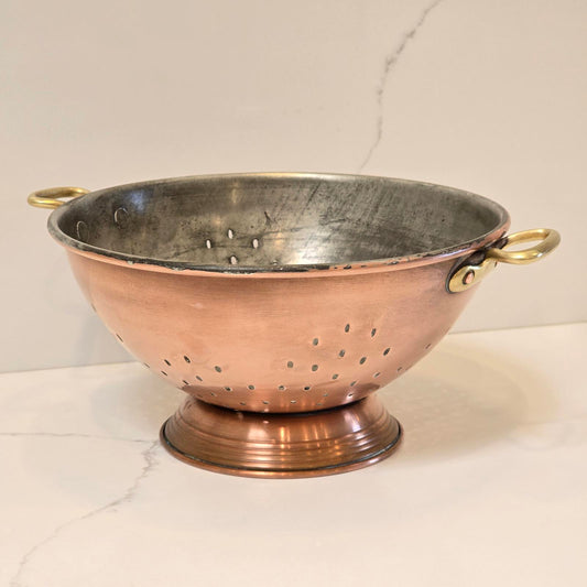 Vintage Bruno Waldow Copper Strainer with Pedestal Base