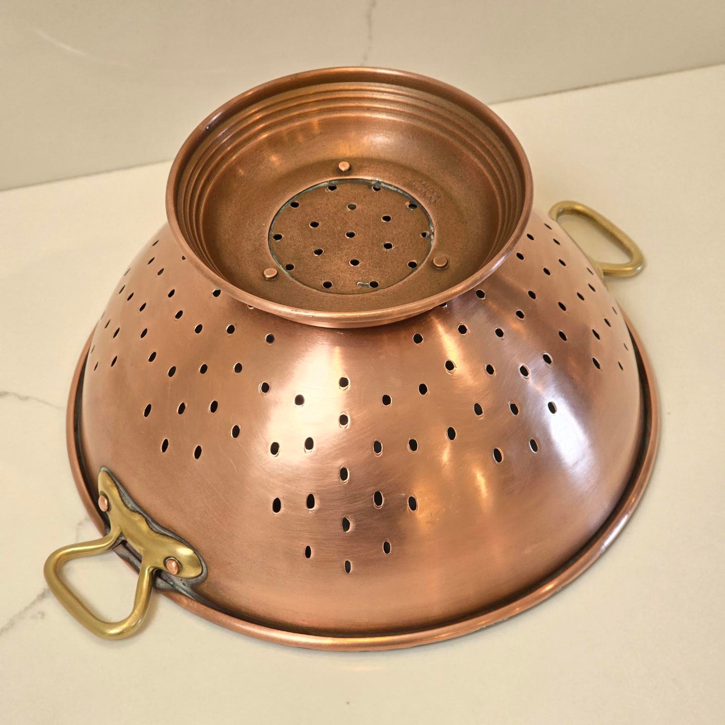 Vintage Bruno Waldow Copper Strainer with Pedestal Base