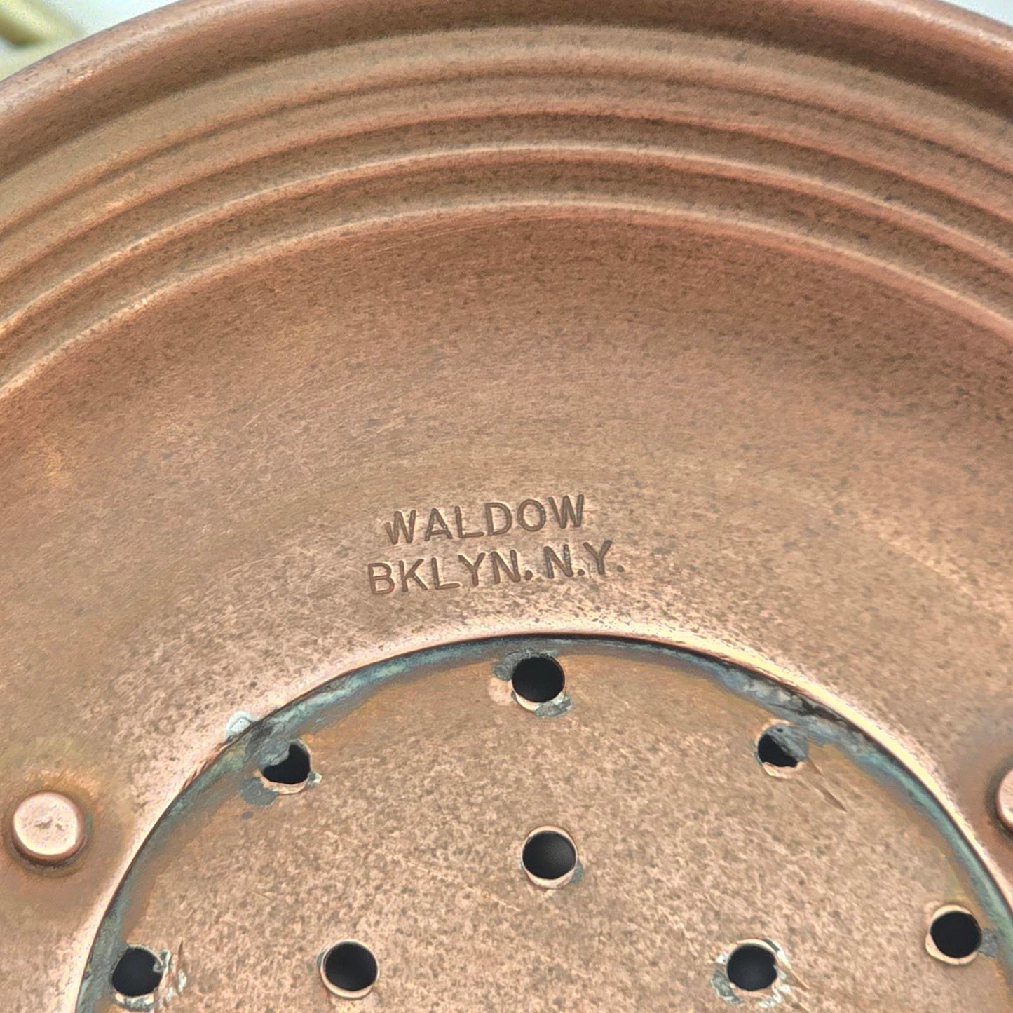 Vintage Bruno Waldow Copper Strainer with Pedestal Base