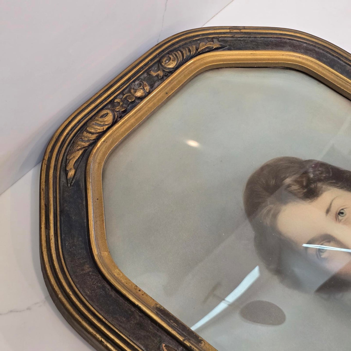 Rare Find Antique Victorian/Art Deco Frame with Convex Glass