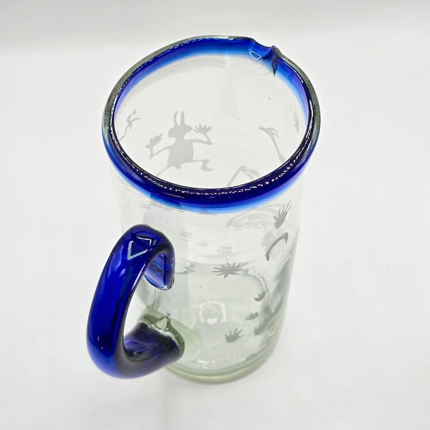 Handcrafted Mexican Etched Glass Pitcher Set