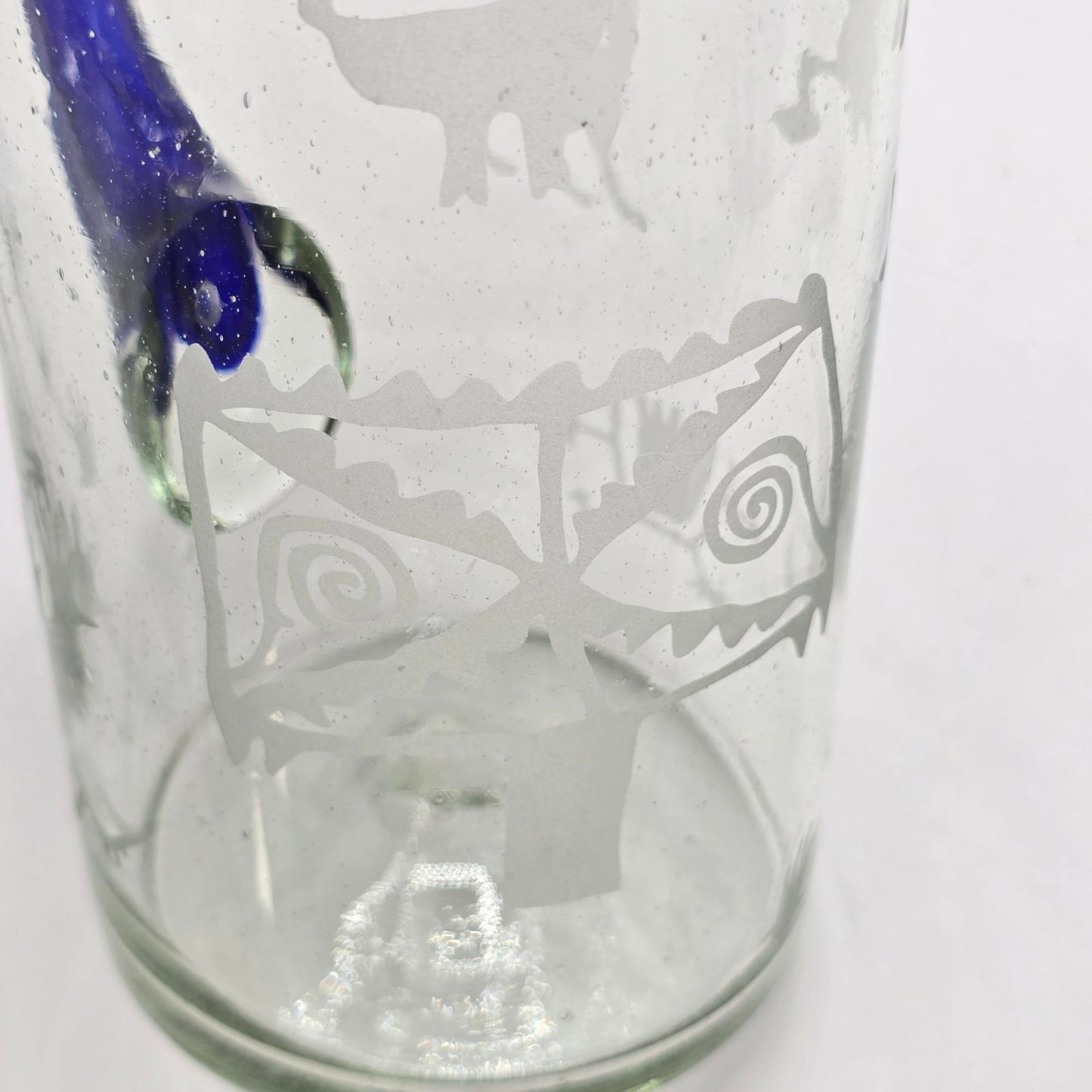Handcrafted Mexican Etched Glass Pitcher Set