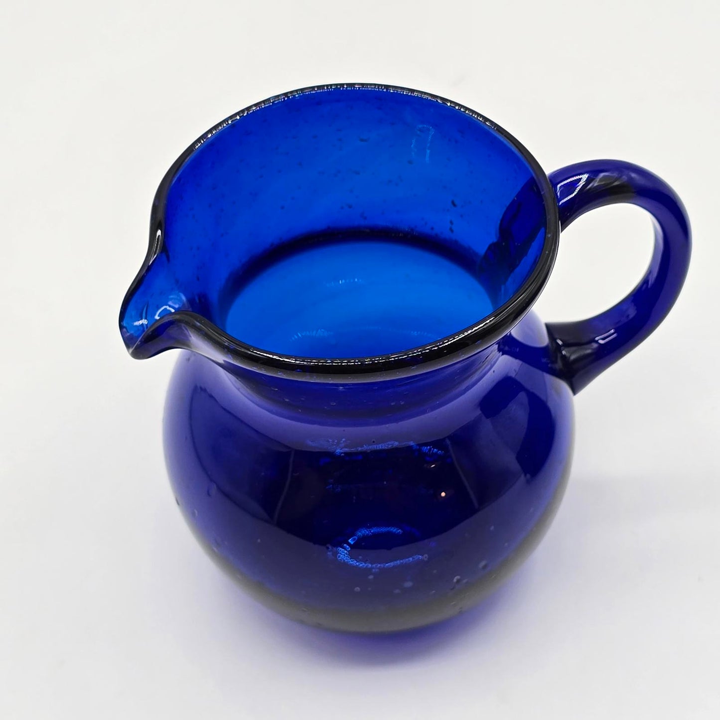 Vintage Mexican Cobalt Blue Glass Cream and Sugar Bowl Set