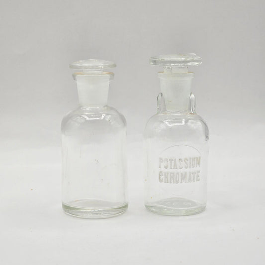 Vintage Glass Apothocary Drip Bottles with Stoppers