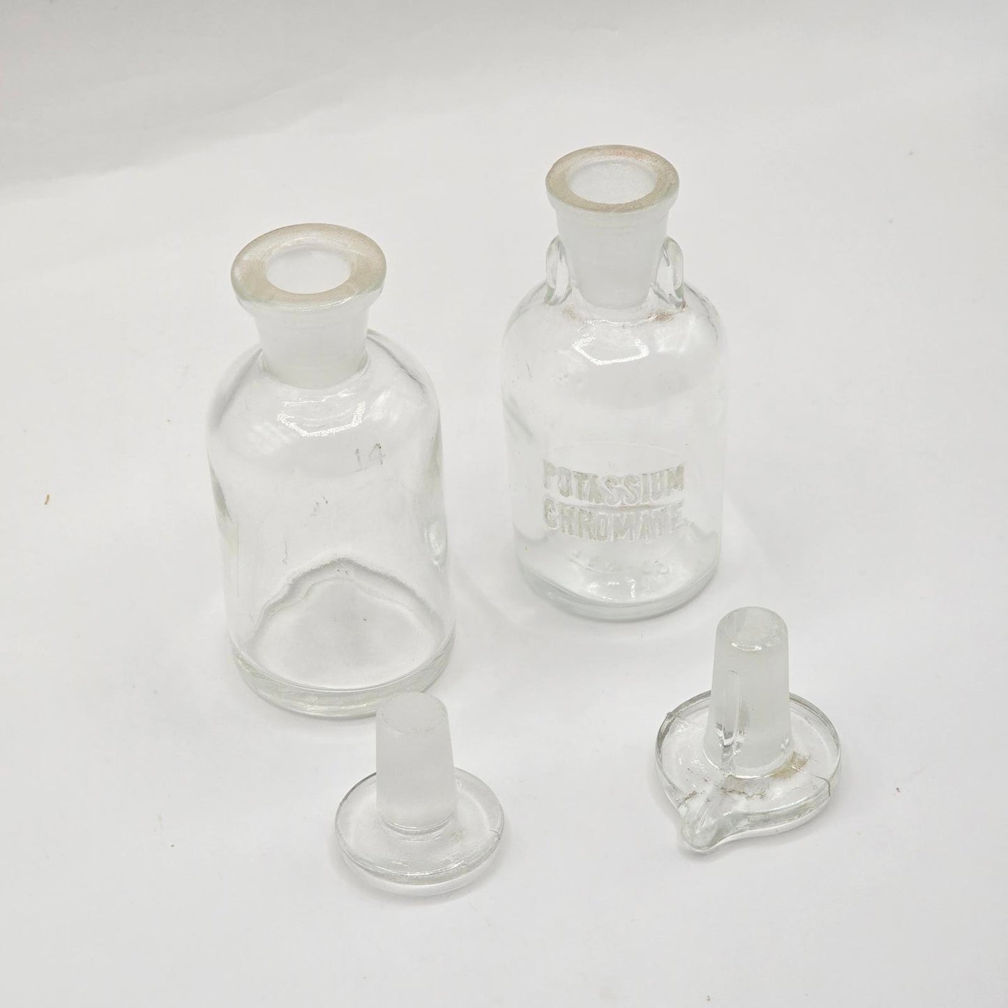 Vintage Glass Apothocary Drip Bottles with Stoppers