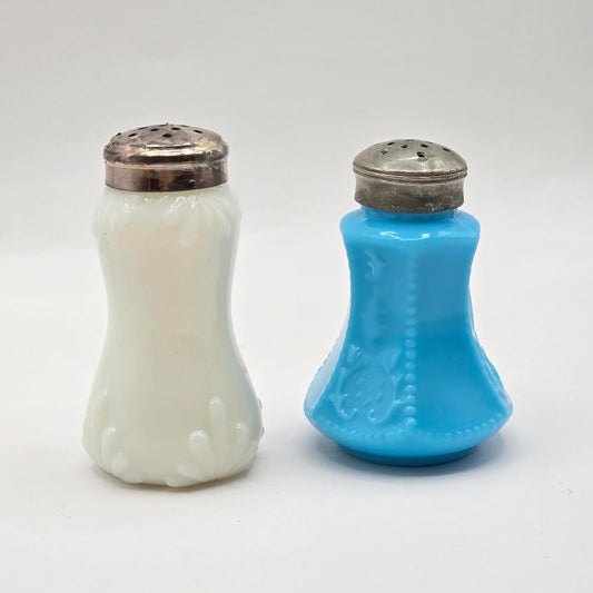 Antique EAPG Milk Glass Salt & Pepper Shakers