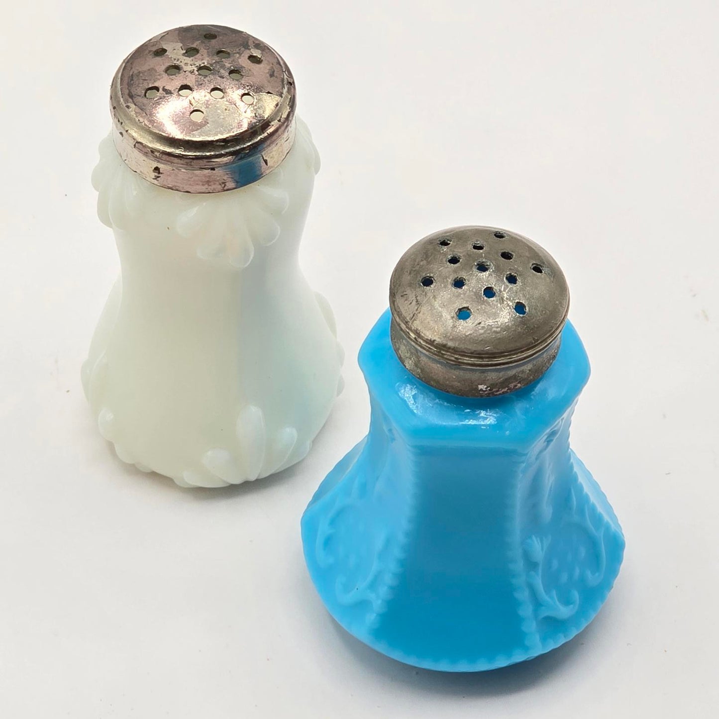 Antique EAPG Milk Glass Salt & Pepper Shakers