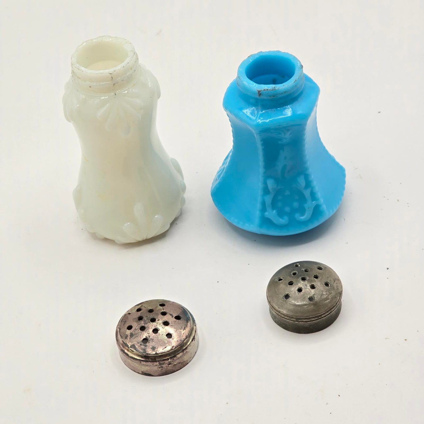 Antique EAPG Milk Glass Salt & Pepper Shakers