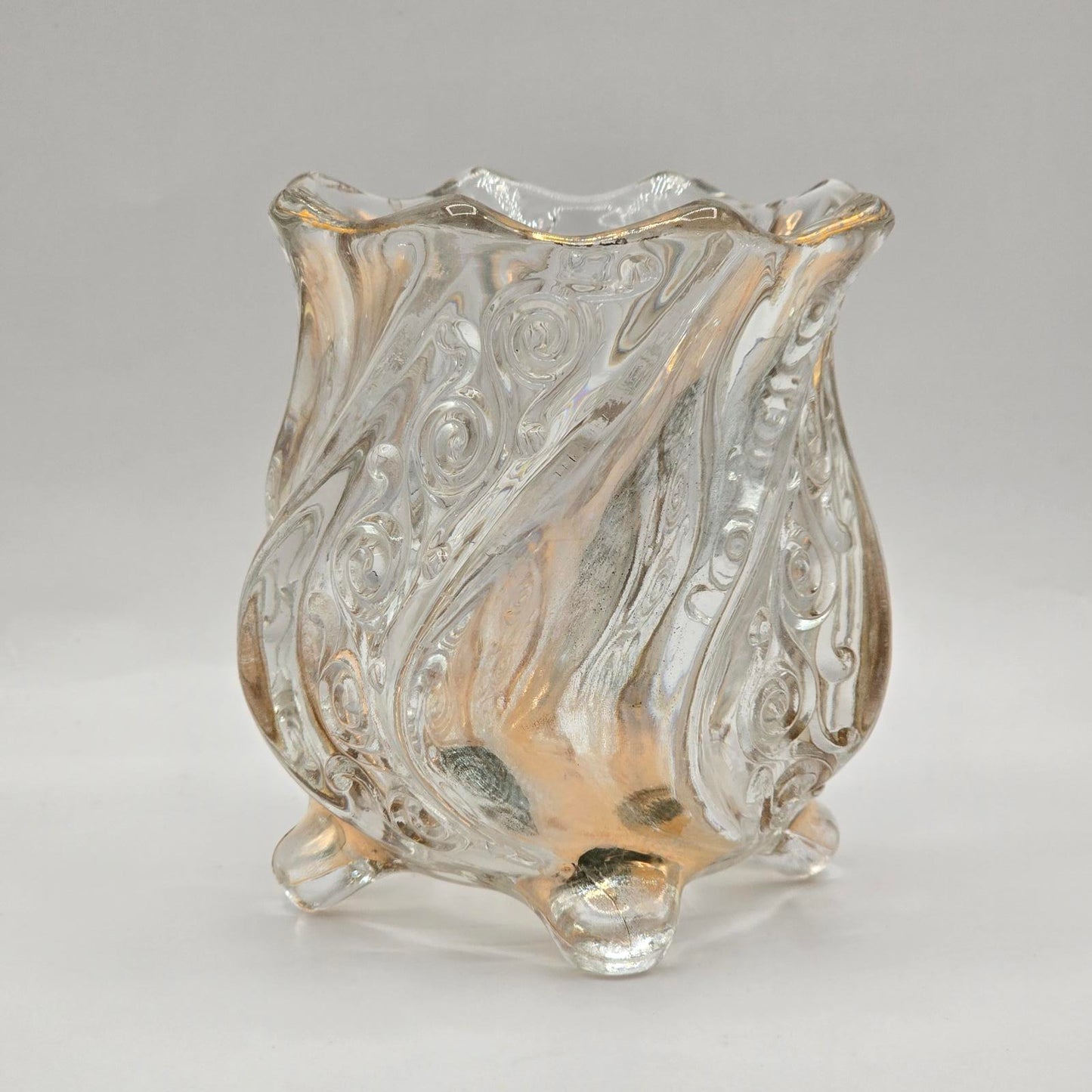 Vintage Fostoria "Wedding Bells"  Gold and Glass Spooner
