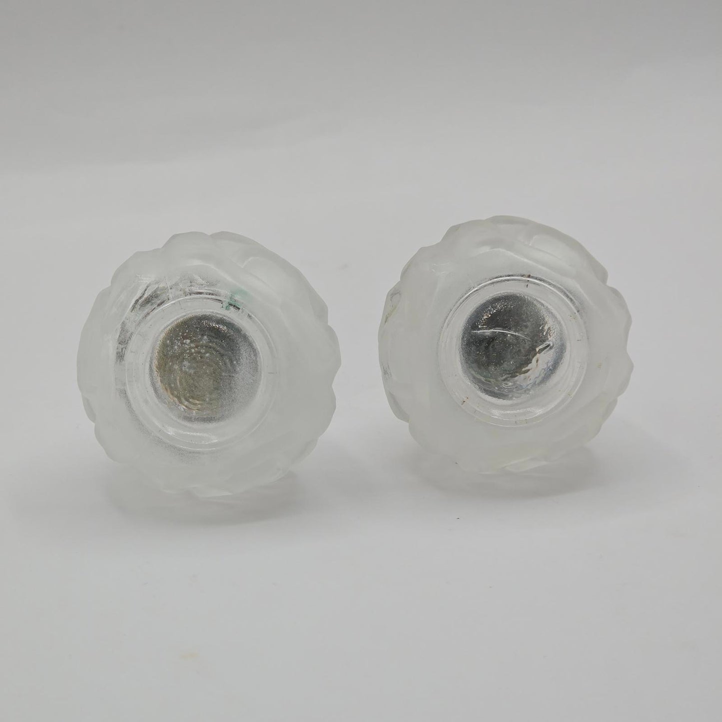 Vintage Frosted Rose Design Glass Salt & Pepper Shakers