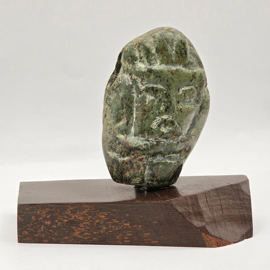 Vintage Pre-Columbian Reproduction Mask Sculpture on Plinth