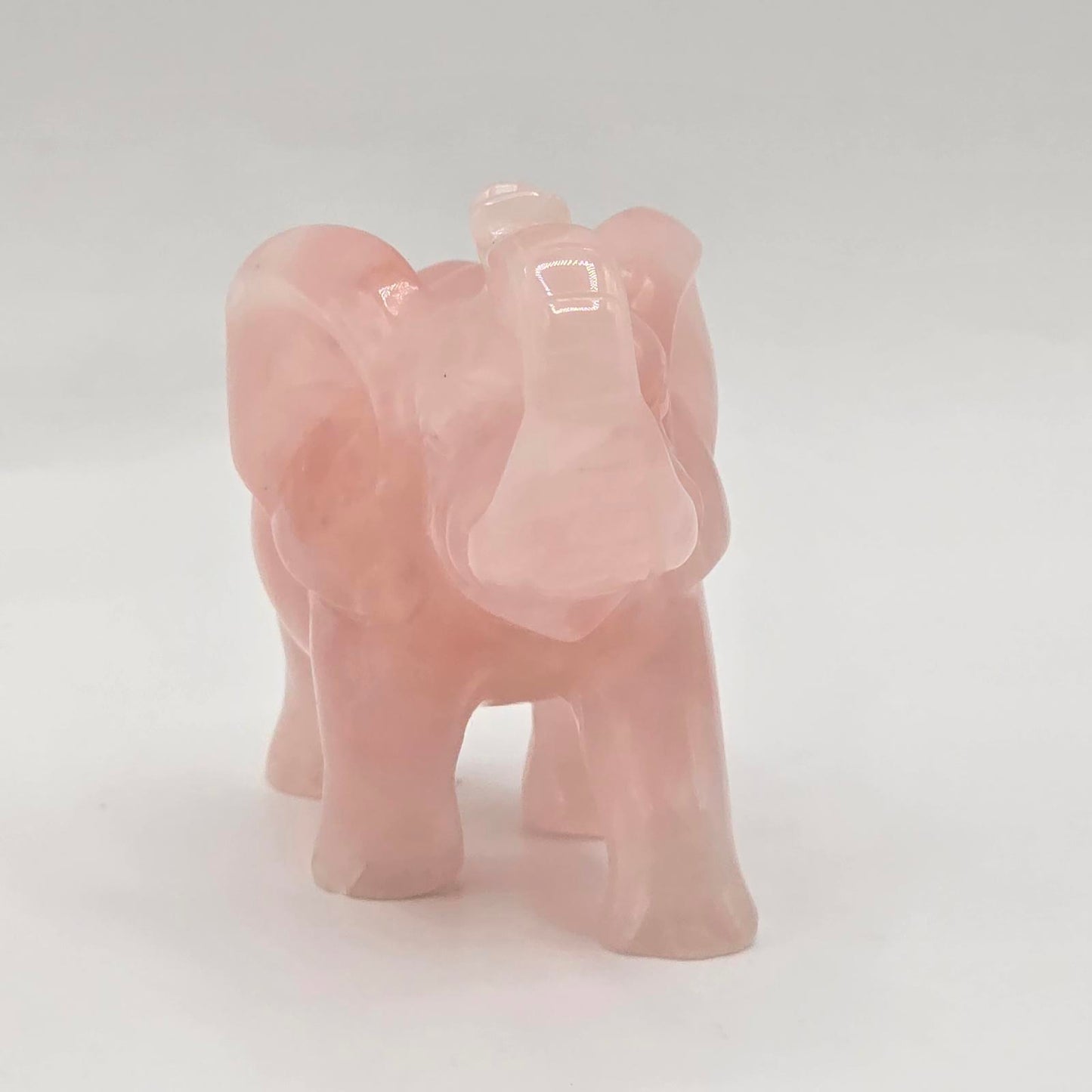 Vintage Rose Quartz Crystal Elephant Sculpture