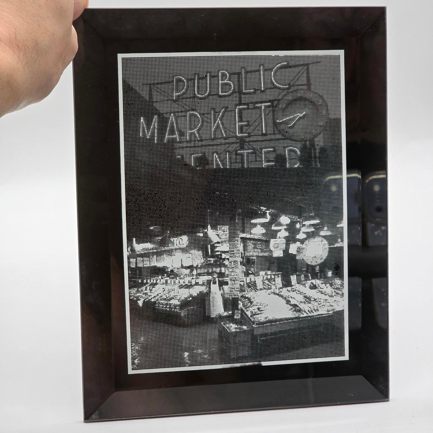 Pike Place Public Market B/W Photo on Mirror