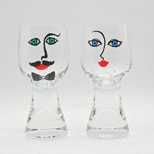 Vintage Beverage "Face" Glasses designed by Renate Stock for Sea Glasbruk