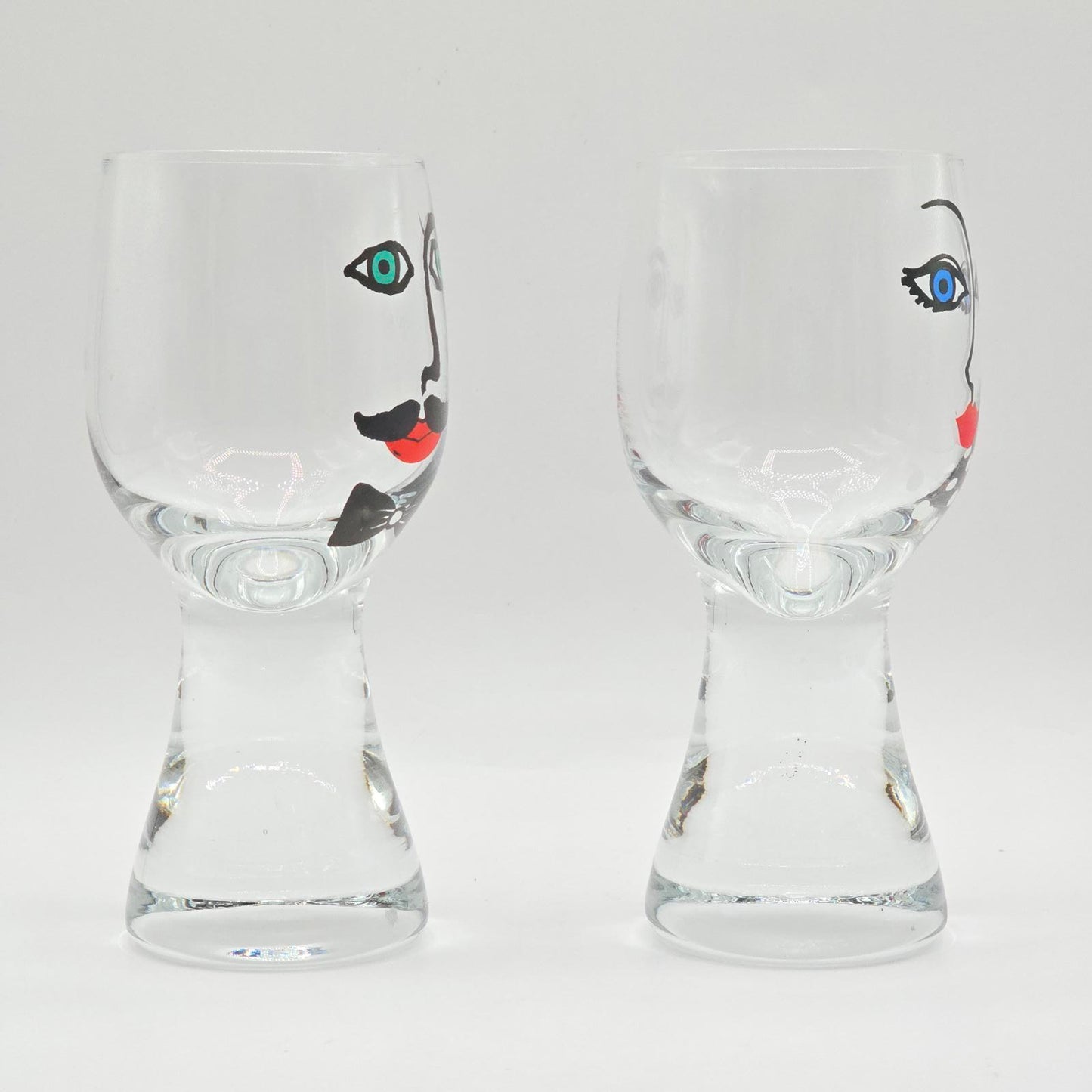 Vintage Beverage "Face" Glasses designed by Renate Stock for Sea Glasbruk