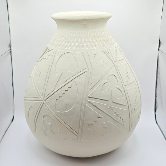Contemporary Etched Clay Decorative Pot