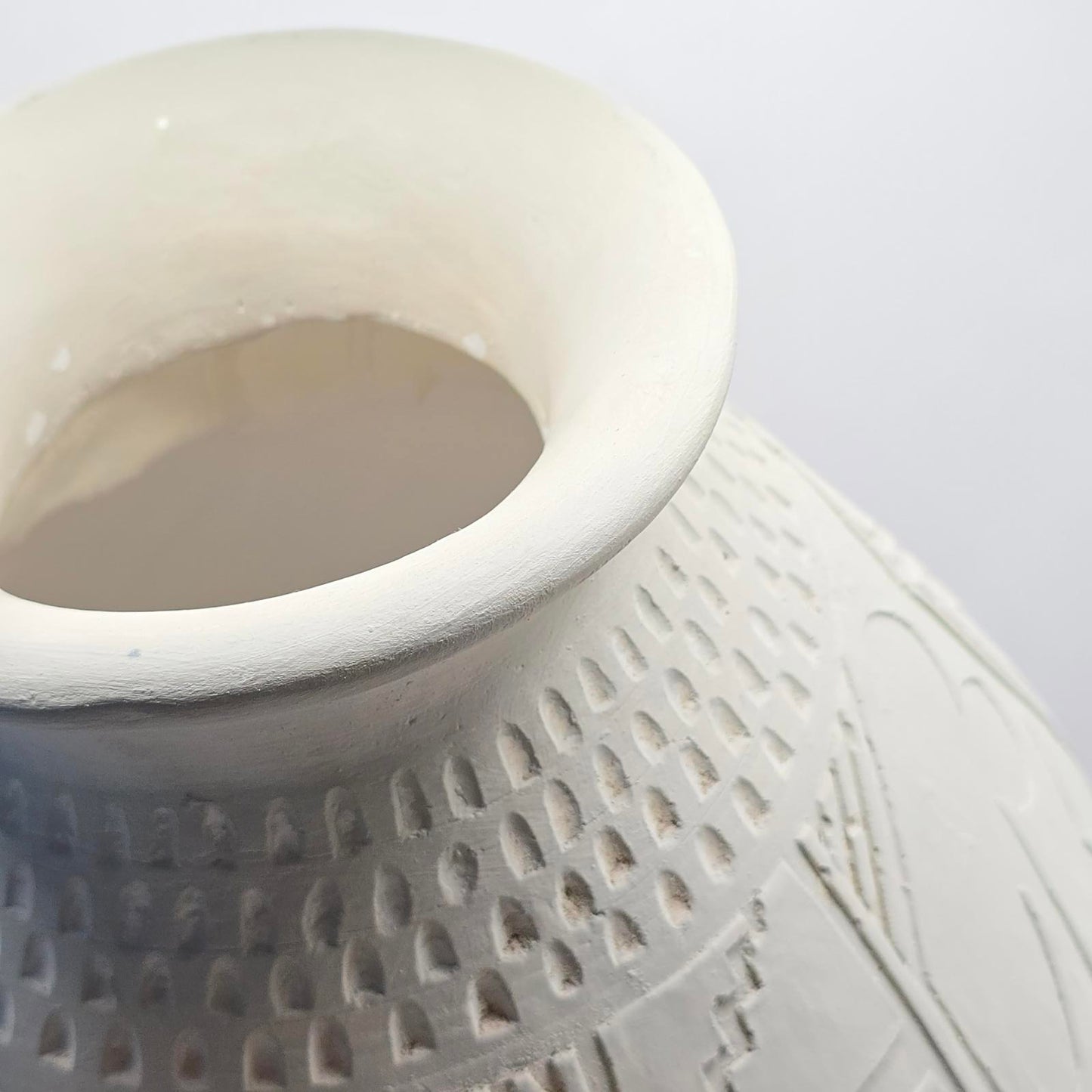 Contemporary Etched Clay Decorative Pot