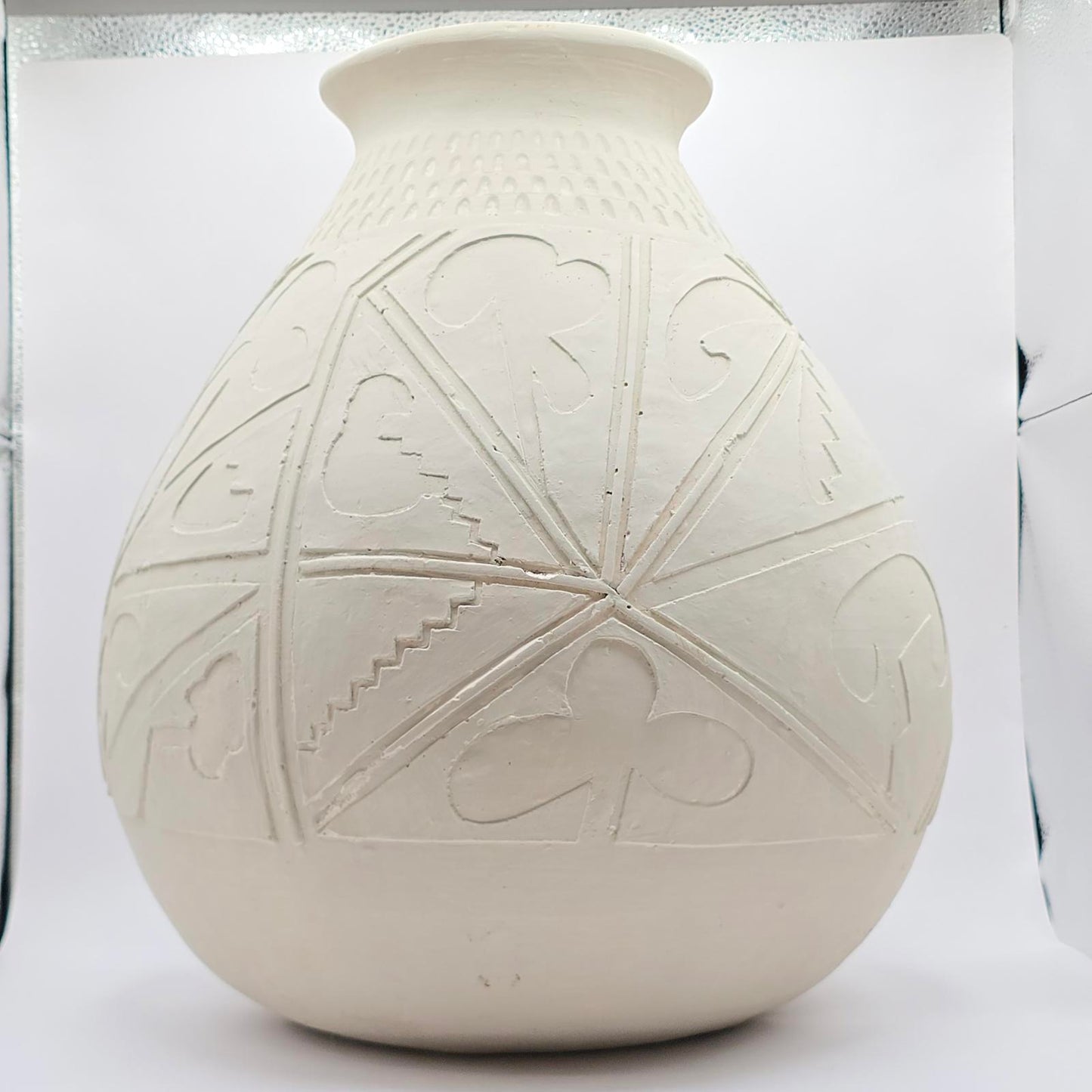 Contemporary Etched Clay Decorative Pot